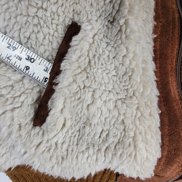 Vintage Vest 100% cowhide sherpa shell 1970s made in Taiwan Style 5280 Size L - Picture 5 of 16